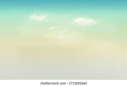 Fantasy Minimal Cloud In Surreal Infinite World, Minimalism Cyan Sky In Twilight Morning At Horizon Space