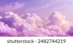 Fantasy sky with sugar cotton purple clouds in a dreamy background