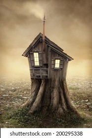 Fantasy Tree House In The Meadow