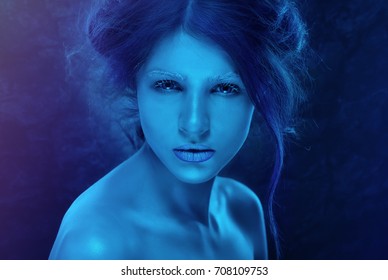 Fantasy Woman Blue Frost Makeup Skin Stock Photo 708109753 | Shutterstock