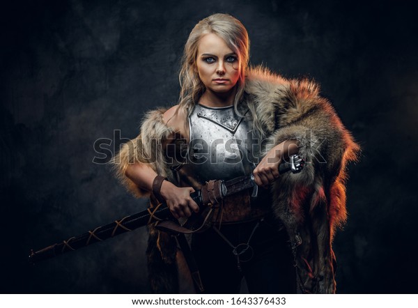 Fantasy Woman Knight Wearing Cuirass Fur Stock Photo 1643376433 ...