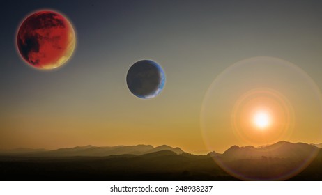 Fantasy world.Image of earth planet. Elements of this image are furnished by NASA