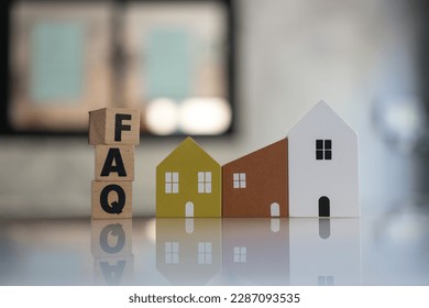 FAQ about house problems. FAQs Frequently Asked Questions Solution concept. Help FAQ search