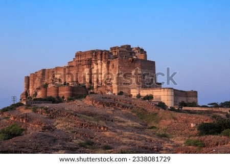 Far view of Mehrangarh fort in Jodhpur Rajasthan. Indian fort in Rajasthan.