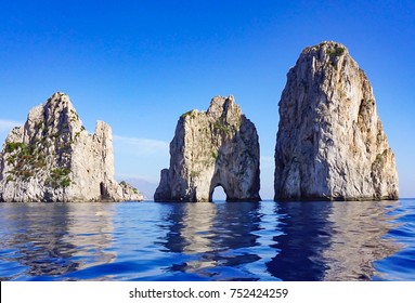 The Faraglioni Rocks on the coast of the island of Capri, Italy