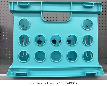 Fargo North Dakota / USA - August 7 , 2019 ,stackable Plastic Storage Bin Displayed In Aisle For Back To School Shoppers. 