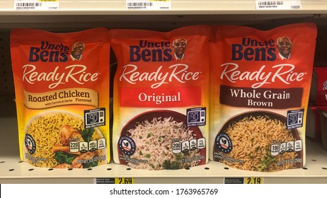 Fargo North Dakota/USA, Jun 25, 2020, Several Bags Of Uncle Ben's Ready Rice At The Grocery Store.