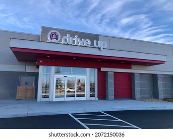 Fargo North DakotaUSA-Nov 10,2021, Target Main Entrance Of Drive Up Department, Target, An American Retailer Of Groceries, Consumer Clothing, Health, Food, Beauty, Electronics, And Other General