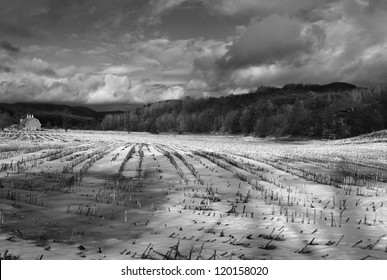 A Farm By The Side Of The Road In Southern Vermont In Stunning Black And White.