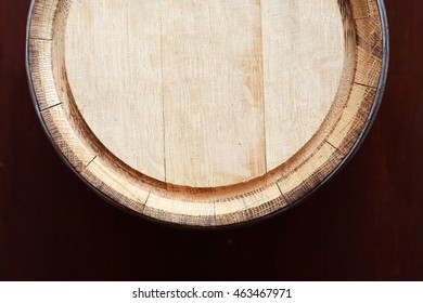 Farm Concept. Closeup Of Oak Barrel Top. Nice Wooden Background