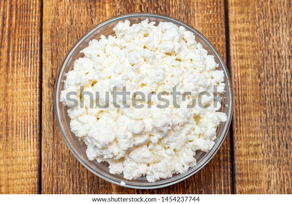 Farm Cottage Cheese Close On Wooden Vintage Food And Drink