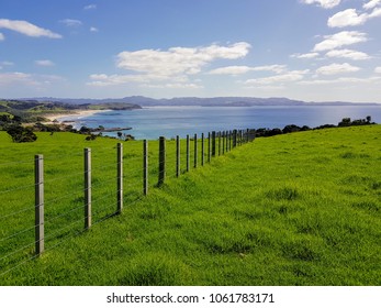 Farm Fencing Overlooking The Bay