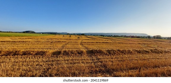 Farm Field By The River Teith At Sunset 