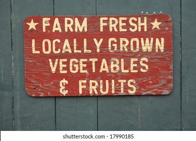 FARM FRESH vegetables and fruits sign at farmers market - Powered by Shutterstock