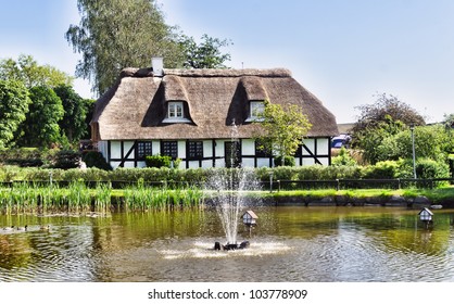 Farm House In Denmark, With Pond