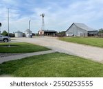 Farm land grass shed barn windmill