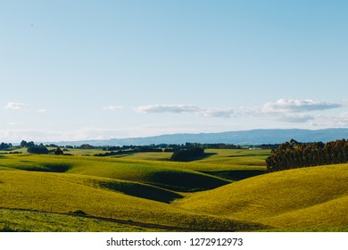 Farm Landscape Green Hills Blue Sky