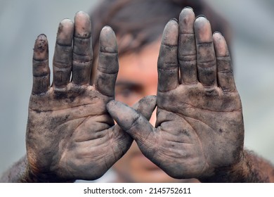 Farmer Hands.man With Dirty Hands