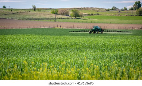 Farmer Out Spraying His Crops On An Idaho Farm