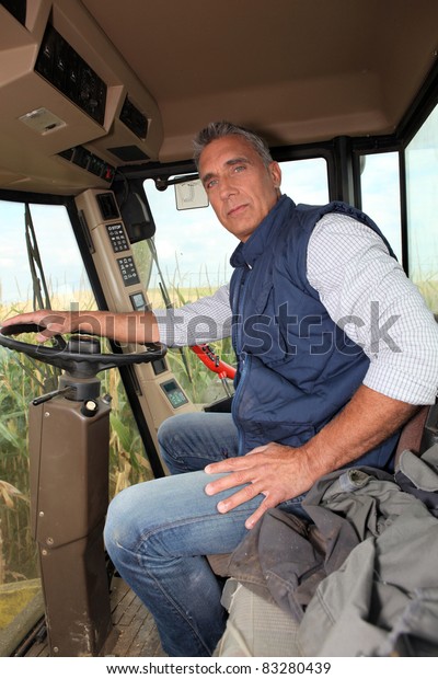 Farmer Sitting Cab Combine Harvester Stock Photo 83280439 | Shutterstock