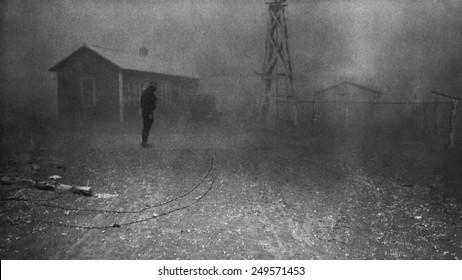 Farmer Stands In A Dust Storm In New Mexico, Spring 1935. Photo By Dorothea Lange.