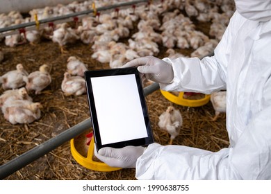 Farmer Sterile Clothing Holding Tablet Computer Stock Photo 1990638755 ...