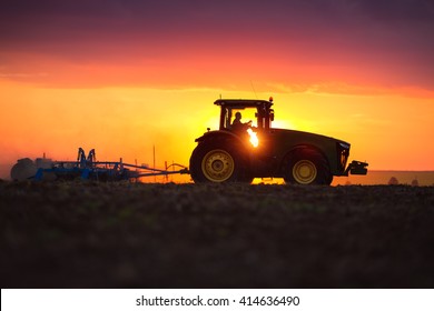 Farmer Tractor Preparing Land Seedbed Cultivator Stock Photo (Edit Now ...