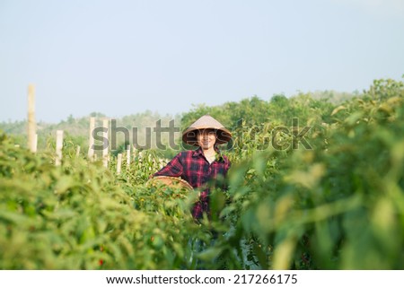 Farmer woman on working