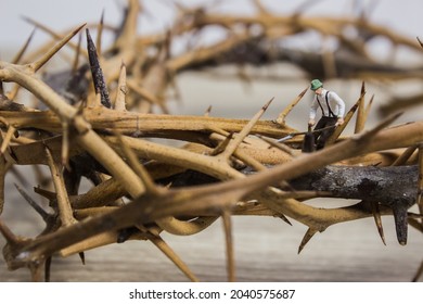 A Farmer Works On A Drought Land, Hardship Concept.