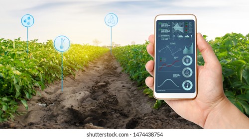 Modern Agriculture Woman Smartphone Field Icons Stock Photo 1748181227 ...