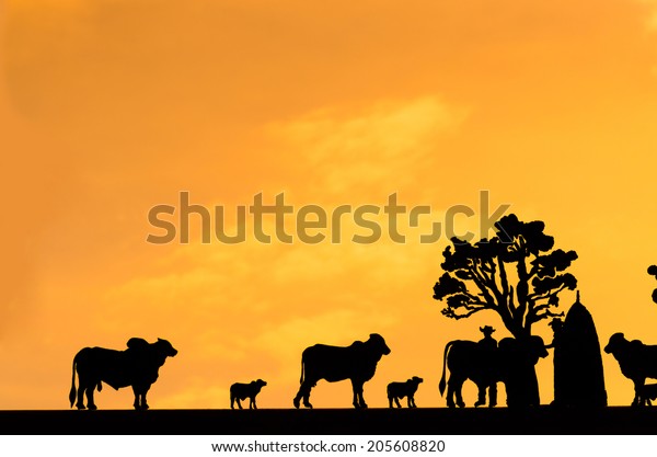 Farmers life sunset silhouettes ,Country Life\
sunset silhouettes