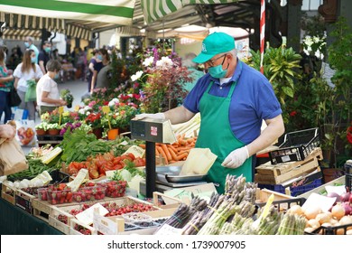 Farmer's Market At The Time Of Covid-19 Turin, Italy- May 2020