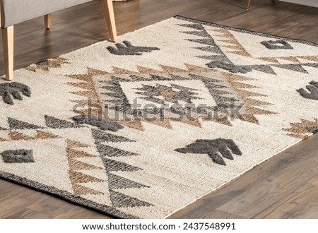 Farmhouse hand woven natural jute rug.