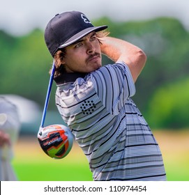 FARMINGDALE, NY - AUGUST 21: Rickie Fowler Hits A Drive At Bethpage Black During The Barclays On August 21, 2012 In Farmingdale, NY.