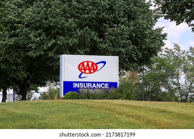 Farmington Hills, MI, USA - June 26, 2022: Signage Of American Automobile Association, Is A Non Profit Association In USA With Over 60 Million Members.
