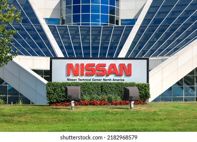 Farmington Hills, MI, USA - June 26, 2022: Signage Of Nissan Technical Center North America, Engineering And Test Facility Located In Michigan, USA.