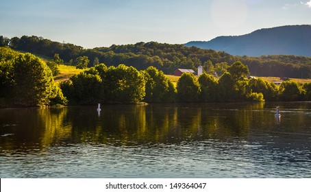 Farms And Hills Along The Shenandoah River, In The Shenandoah Valley, Virginia.