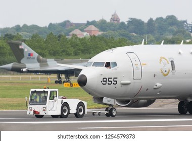 FARNBOROUGH, ENGLAND - JULY 8 2014: P8-A Poseidon Displaying At The Farnborough International Airshow