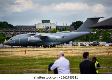 Farnborough, Hampshire, UK - July 16 2018: Antonov AN-178 Landing At The Farnborough Air Show