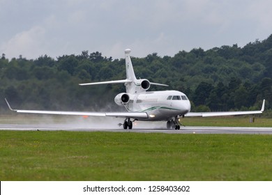 Farnborough, UK - July 19, 2014: Dassault Falcon 7X (M-CELT) Private Jet, Owned By Dermot Desmond, Billionaire Businessman And Owner Of Celtic Football Club.