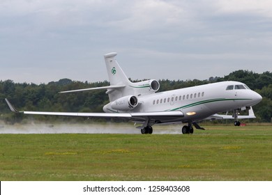 Farnborough, UK - July 19, 2014: Dassault Falcon 7X (M-CELT) Private Jet, Owned By Dermot Desmond, Billionaire Businessman And Owner Of Celtic Football Club.