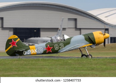 Farnborough, UK - July 19, 2014: Yakovlev Yak-50 Aircraft G-JYAK from the Aerostars Aerobatic display team. 