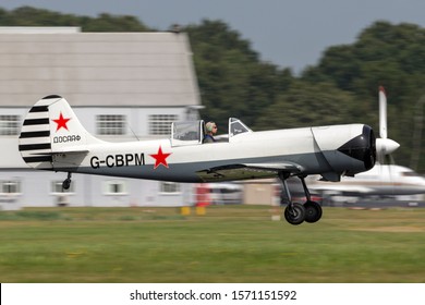 Farnborough, UK - July 19, 2014:  Yakovlev Yak-50 Aircraft G-CBPM from the Aerostars Aerobatic display team. 