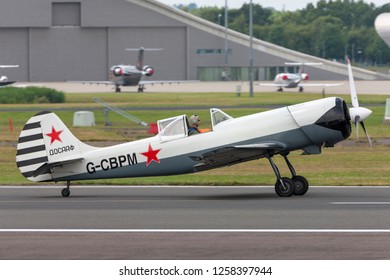 Farnborough, UK - July 20, 2014: Yakovlev Yak-50 Aircraft G-CBPM from the Aerostars Aerobatic display team. 