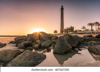 Faro De Maspalomas At Sunset