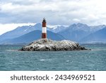 Faro les Éclaireurs lighthouse at Ushuaia in the Beagle canal, Tierra del Fuego, Argentina