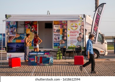 FARO, PORTUGAL: 7th SEPTEMBER, 2019 - Youth Card Car Booth In Festival F, A Big Music Festival On The City Of Faro, Portugal.