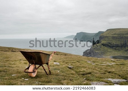 Similar – Image, Stock Photo Young woman over Norwegian fjord