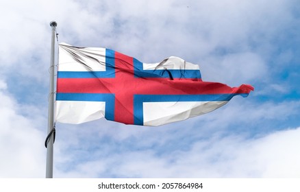 Faroe Islands flag    realistic waving fabric flag