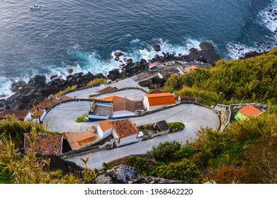 Farol Do Arnel, Scenic Road, Beautiful Lighthouse On The Coast Of Sao Miguel Island, Atlantic Ocean, Azores, Portugal